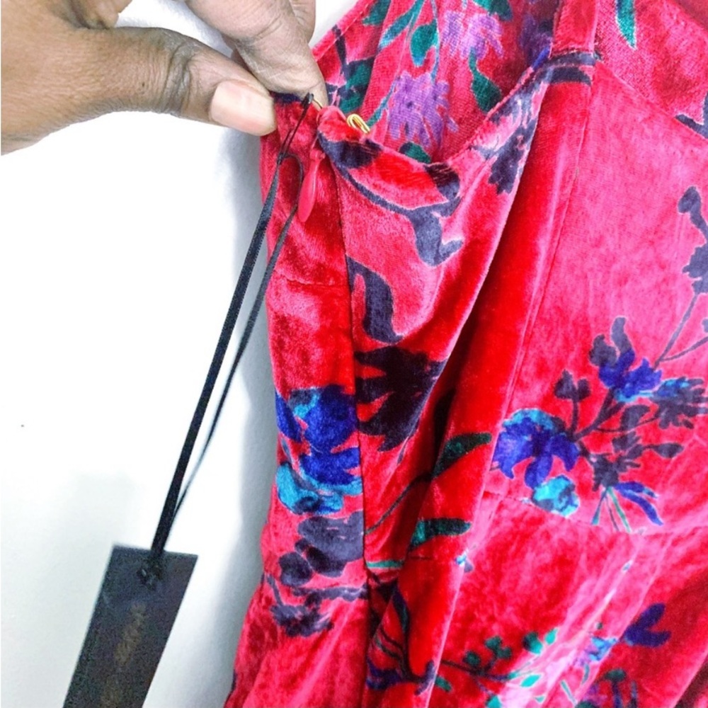 REVOLVE Red Velvet Floral Midi Dress - Picture 12 of 13